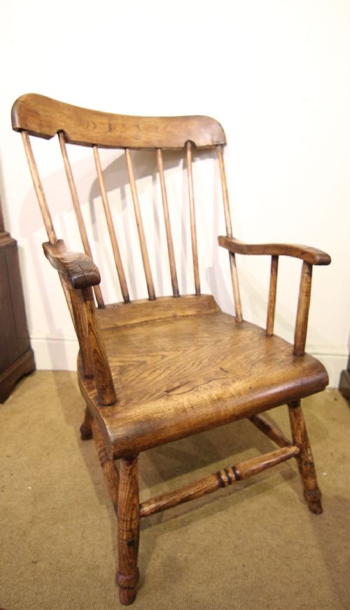 19th century primitive elm stick chair