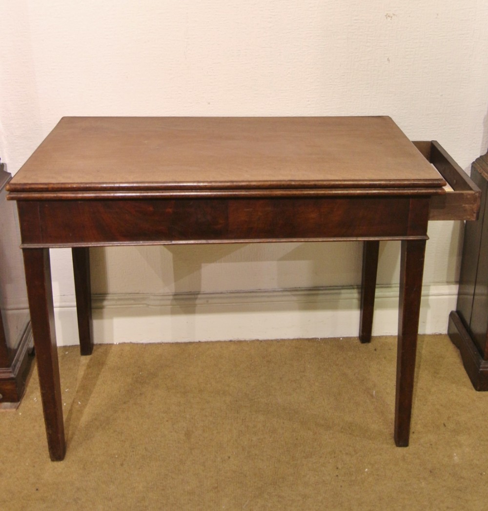 georgian mahogany flip top sidetable with drawer