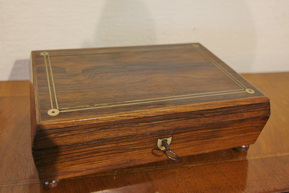 19th century inlaid rosewood jewellery box