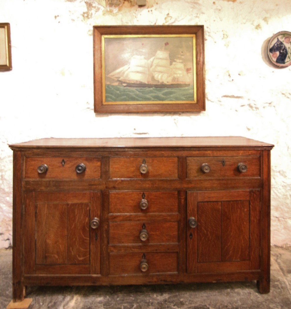 19th century welsh oak inlaid dresser base