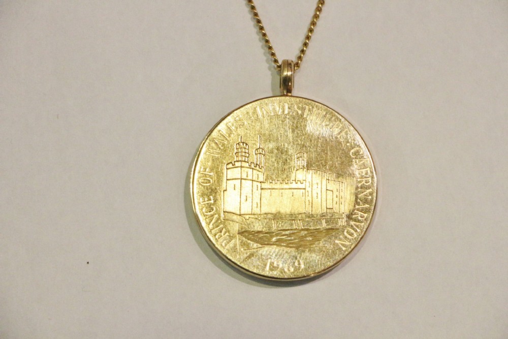 large 9ct gold investiture of prince of wales locket with welsh dragon caernarfon castle