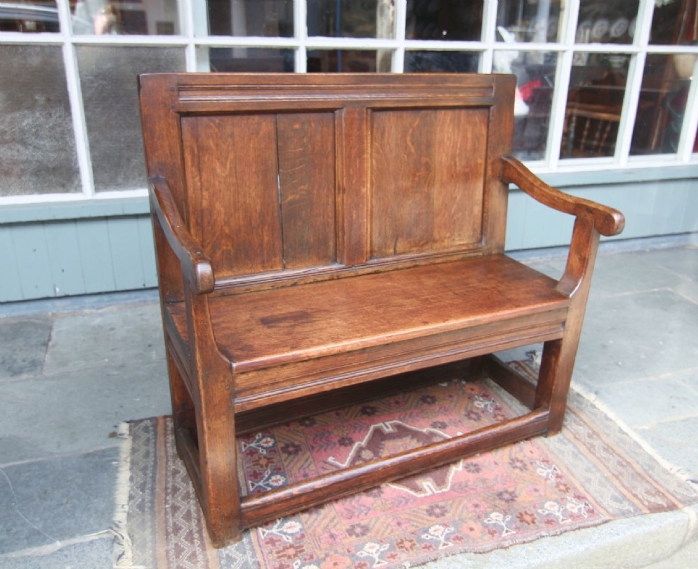 small attractive oak two panel settle