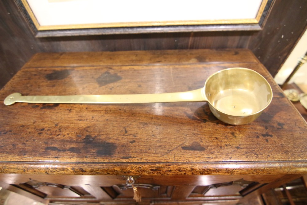 large heavy duty early georgian brass ladle