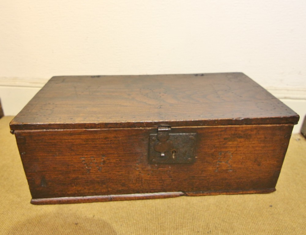early welsh oak coffor bach type marriage chest with hearts