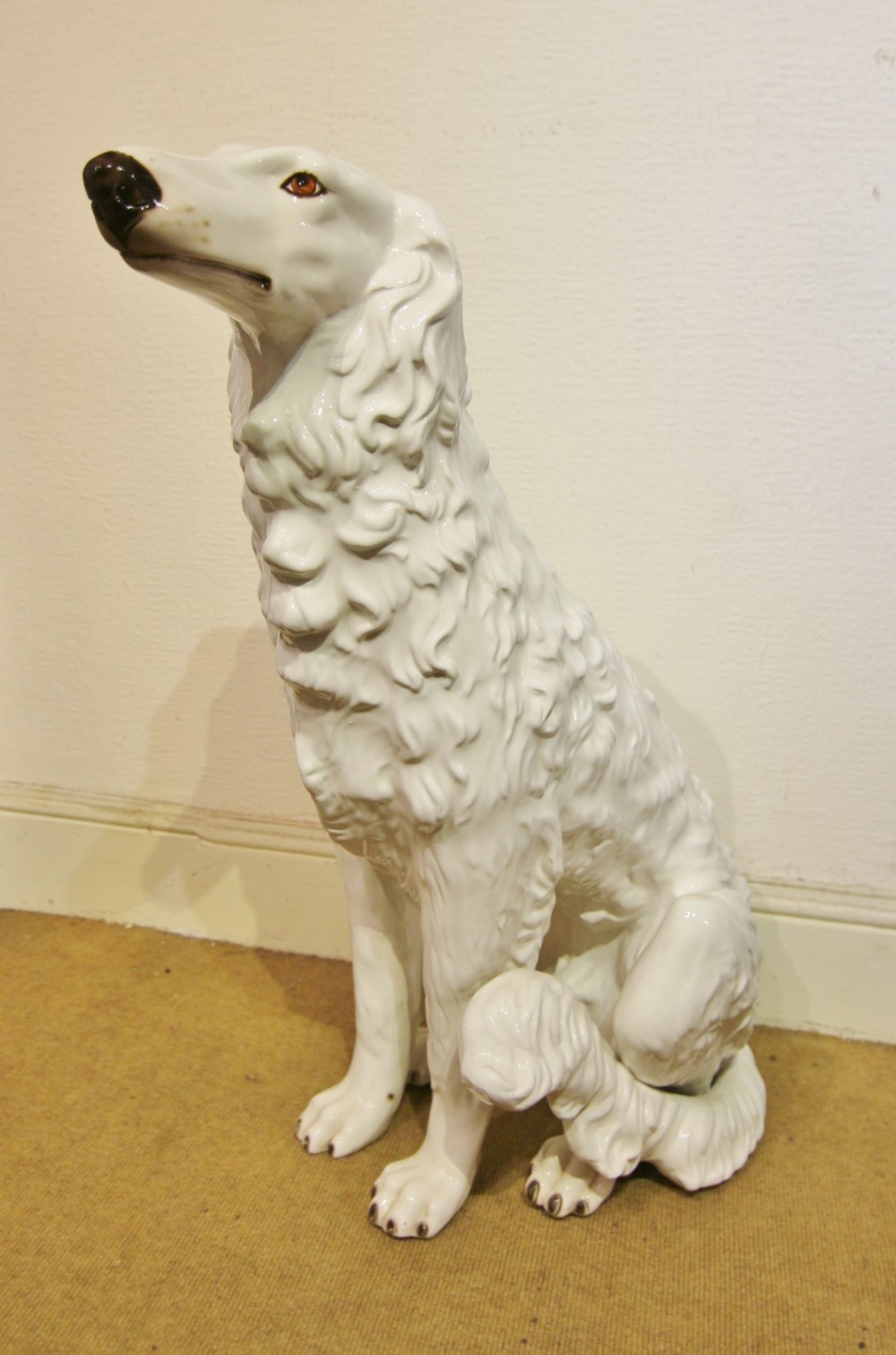 stunning life size porcelain hound