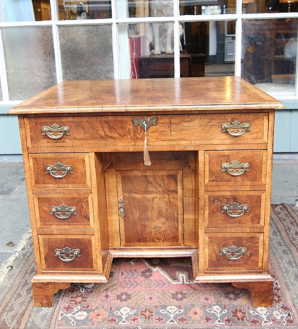 burr walnut kneehole desk