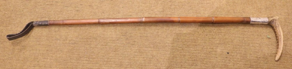 19th century silver horn capped horse riding crop