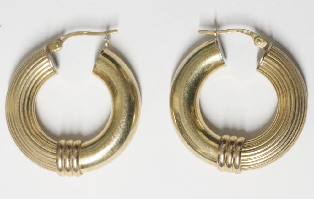 large 9ct gold grecian hooped earings