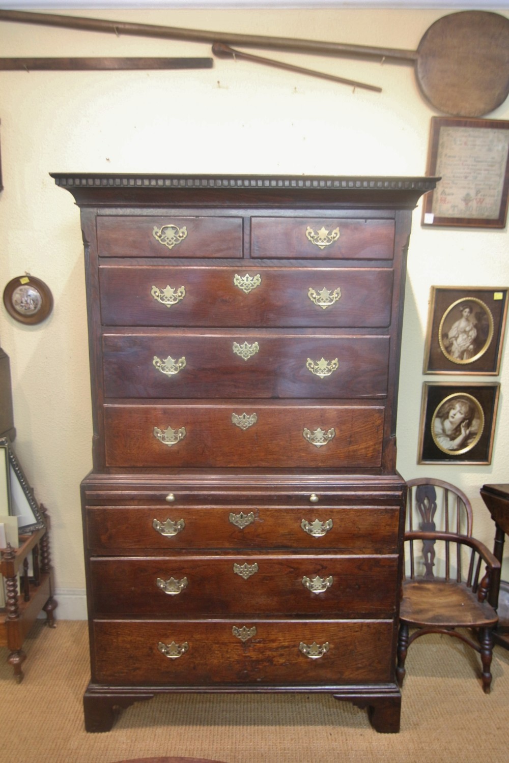good 18th century welsh oak chest on chest