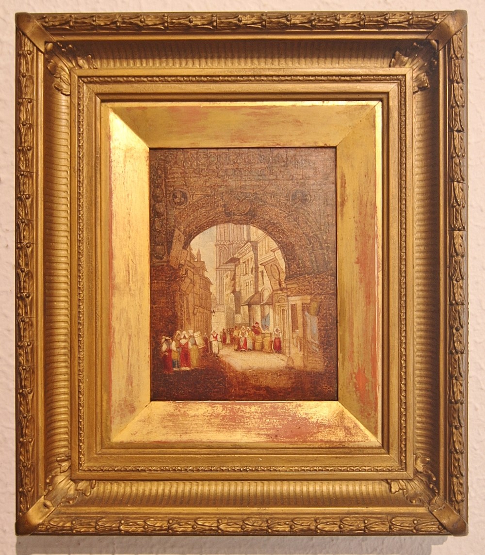 late georgian urban landscape oil painting