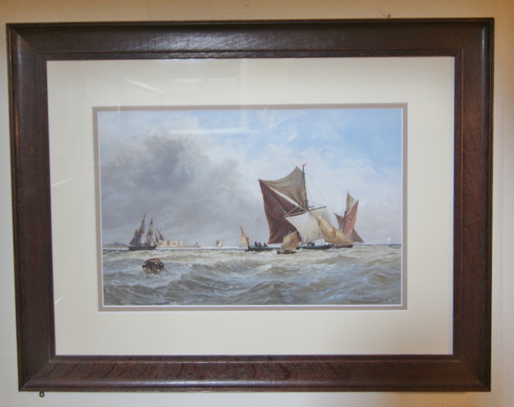 large 19th century seascape 'on the medway' by tb hardy 1874
